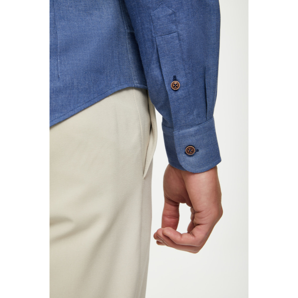 camicia 1 bottone button down slimuomo Flanella Unita Blu avion