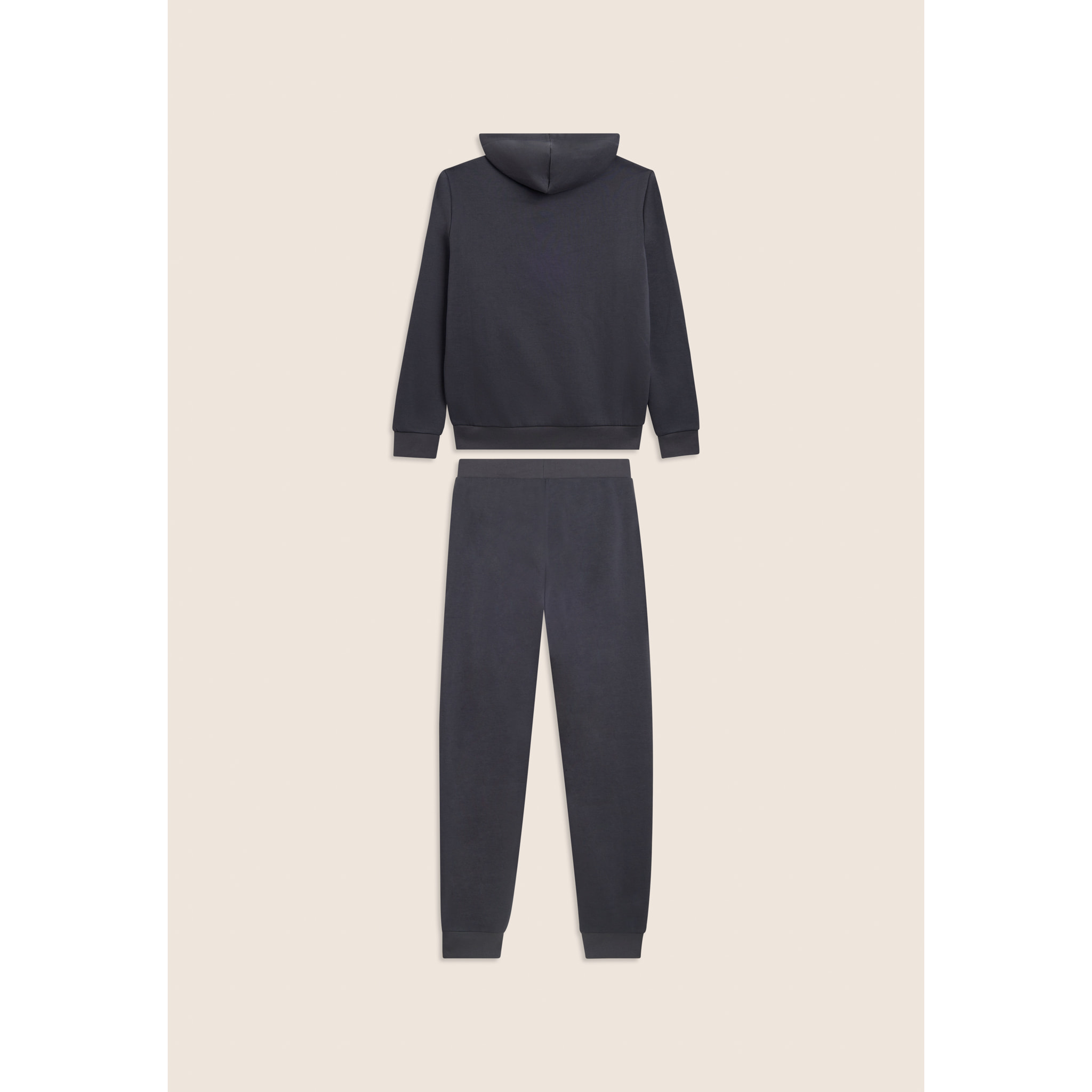 Tuta uomo felpa garzata con cappuccio e tasca a marsupio