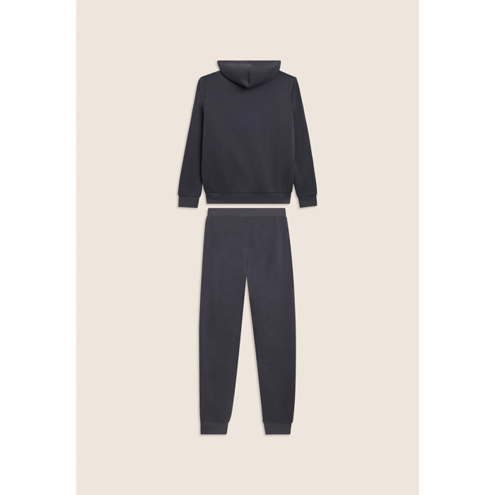 Tuta uomo felpa garzata con cappuccio e tasca a marsupio