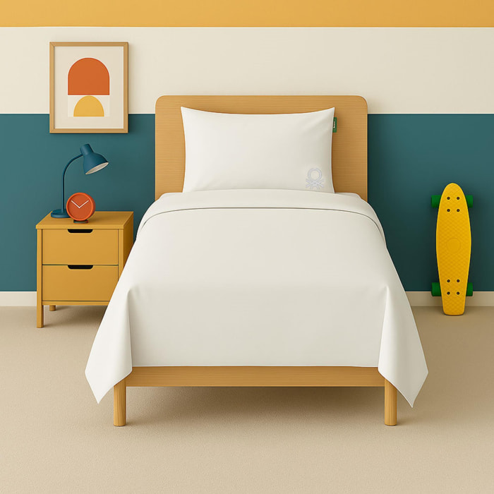 Juego de 2pcs cama, funda nordica y funda cojin , 200tc, 100% algodón gris claro Benetton