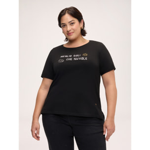 Fiorella Rubino - T-shirt in cotone con scritta ironica - Nero