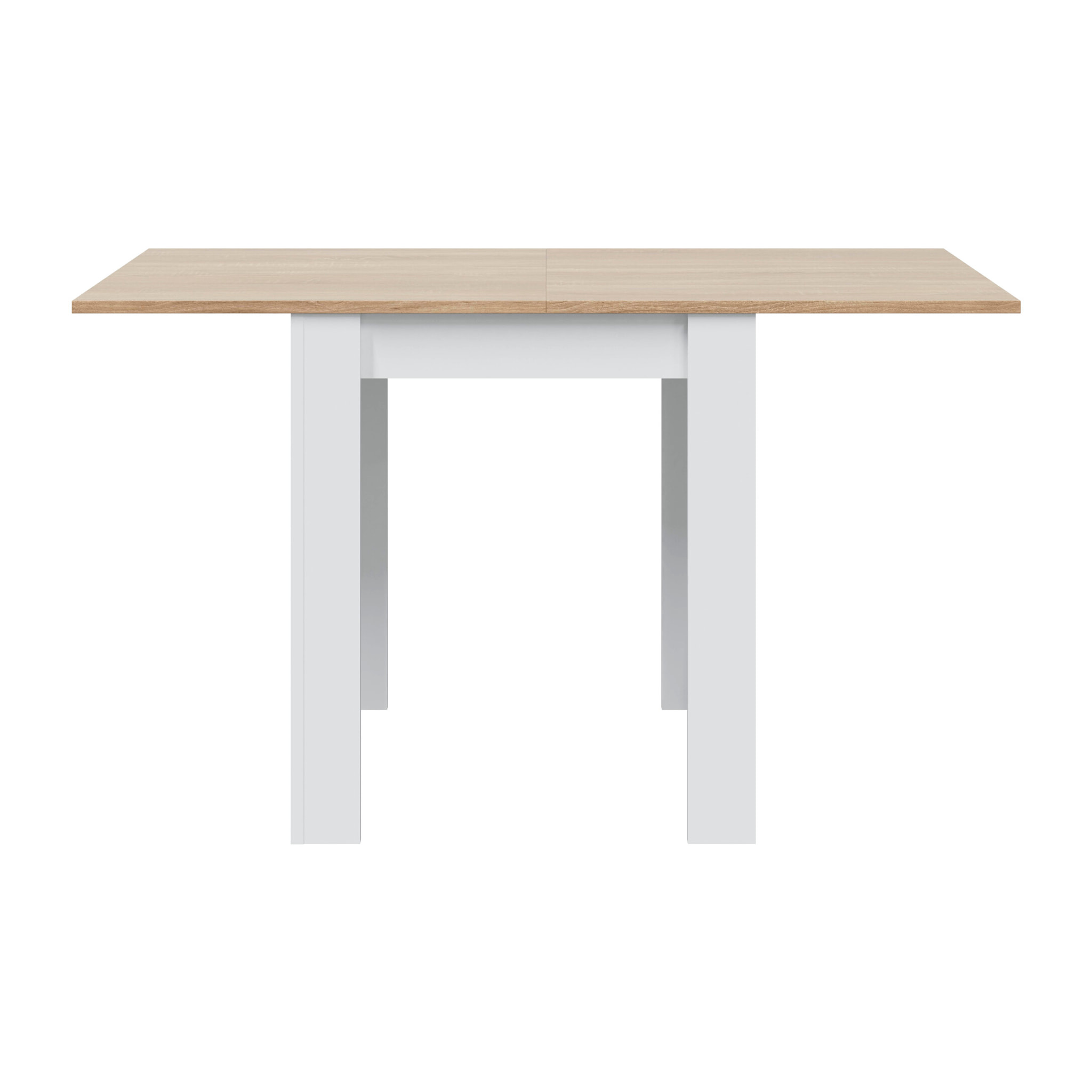 Tavolo Quadrato Allungabile Ausiliario Estensibile Design Moderno Stabile A Libro Da 67 A 134 Cm Con Piedini Antigraffio Bianco E Rovere