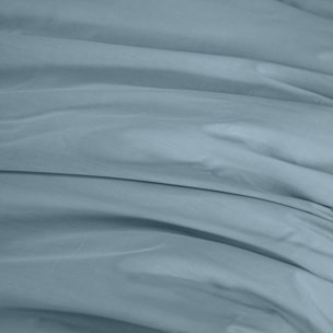 Parure housse de couette coton bleu fumé