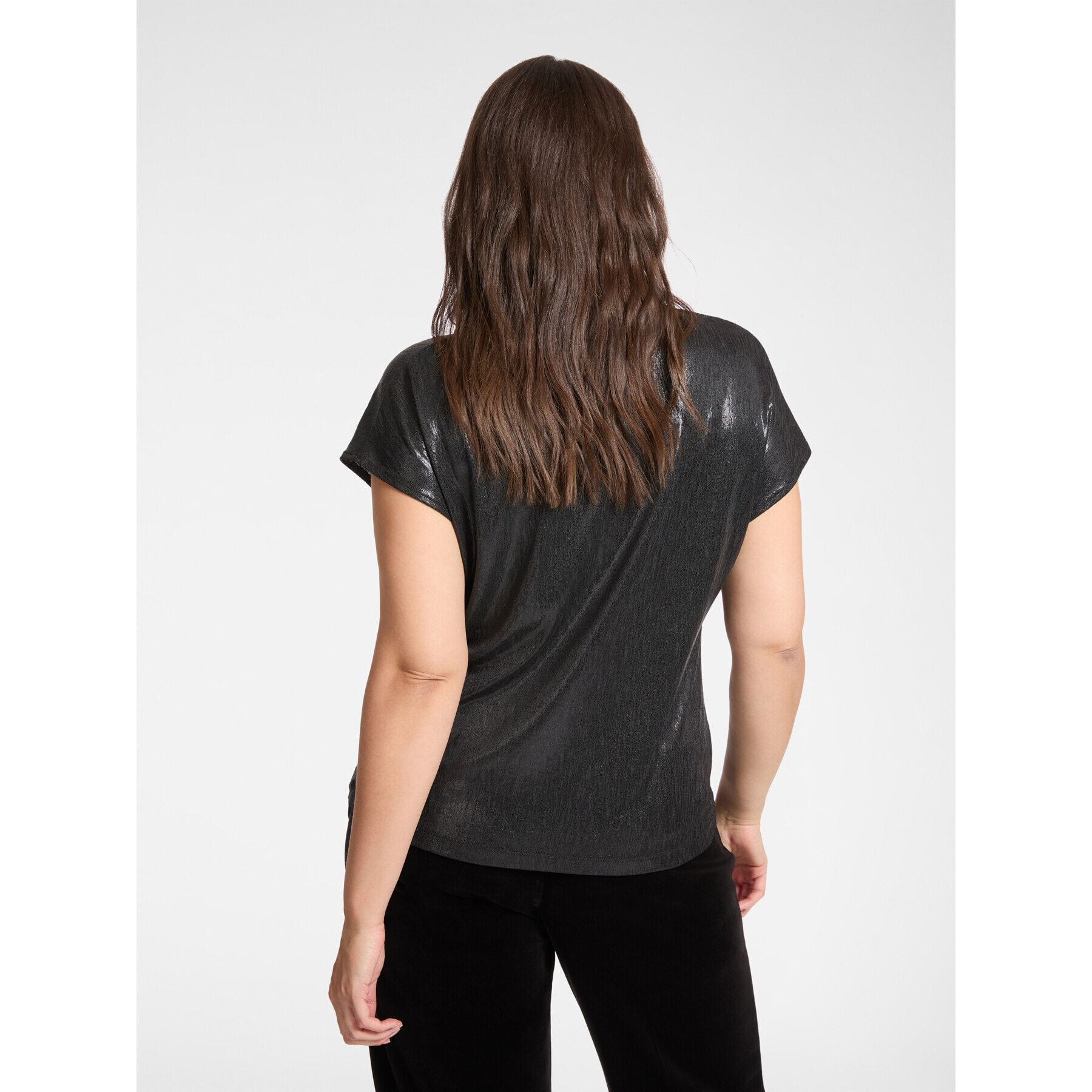 Elena Mirò - Camiseta de punto laminado - Negro