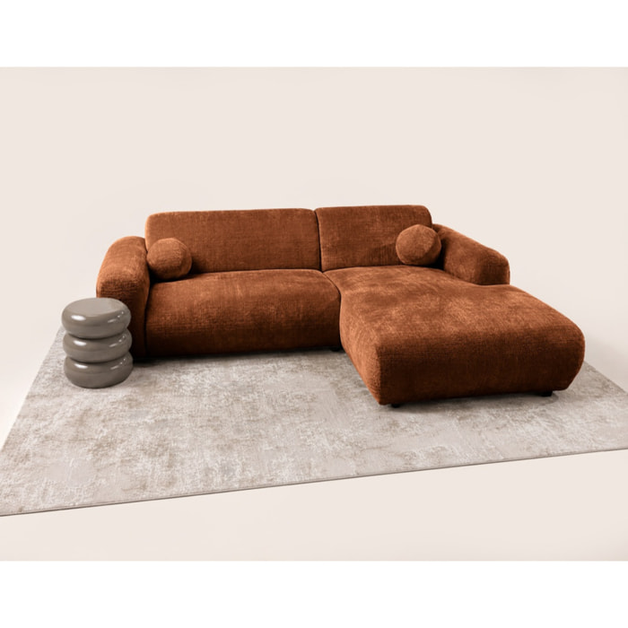 Louise - Canapé d'angle droit 4 places en velours texturé - Terracotta