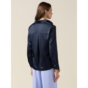 Oltre - Camicia in raso - Blu