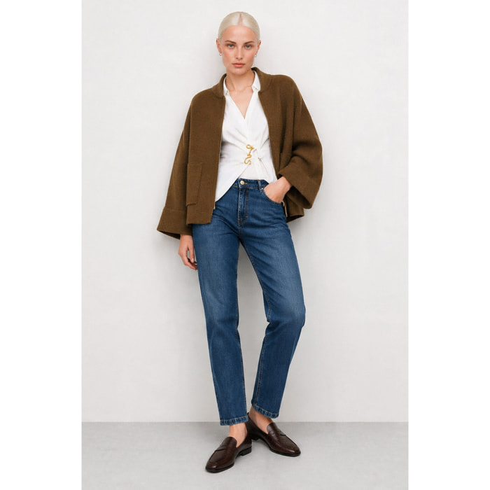 Kocca - Cappotto in maglia da donna in lana e alpaca con zip Donna