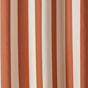 Rideau à rayures verticales en armure satin avec œillets - Rouge Orangé