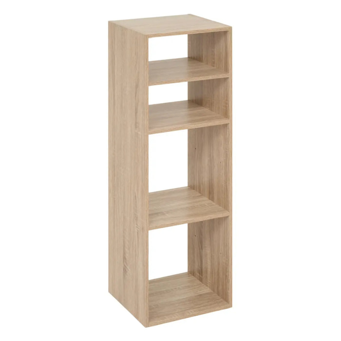 Étagère colonne 4 cases "Mix N' Modul" effet chêne naturel