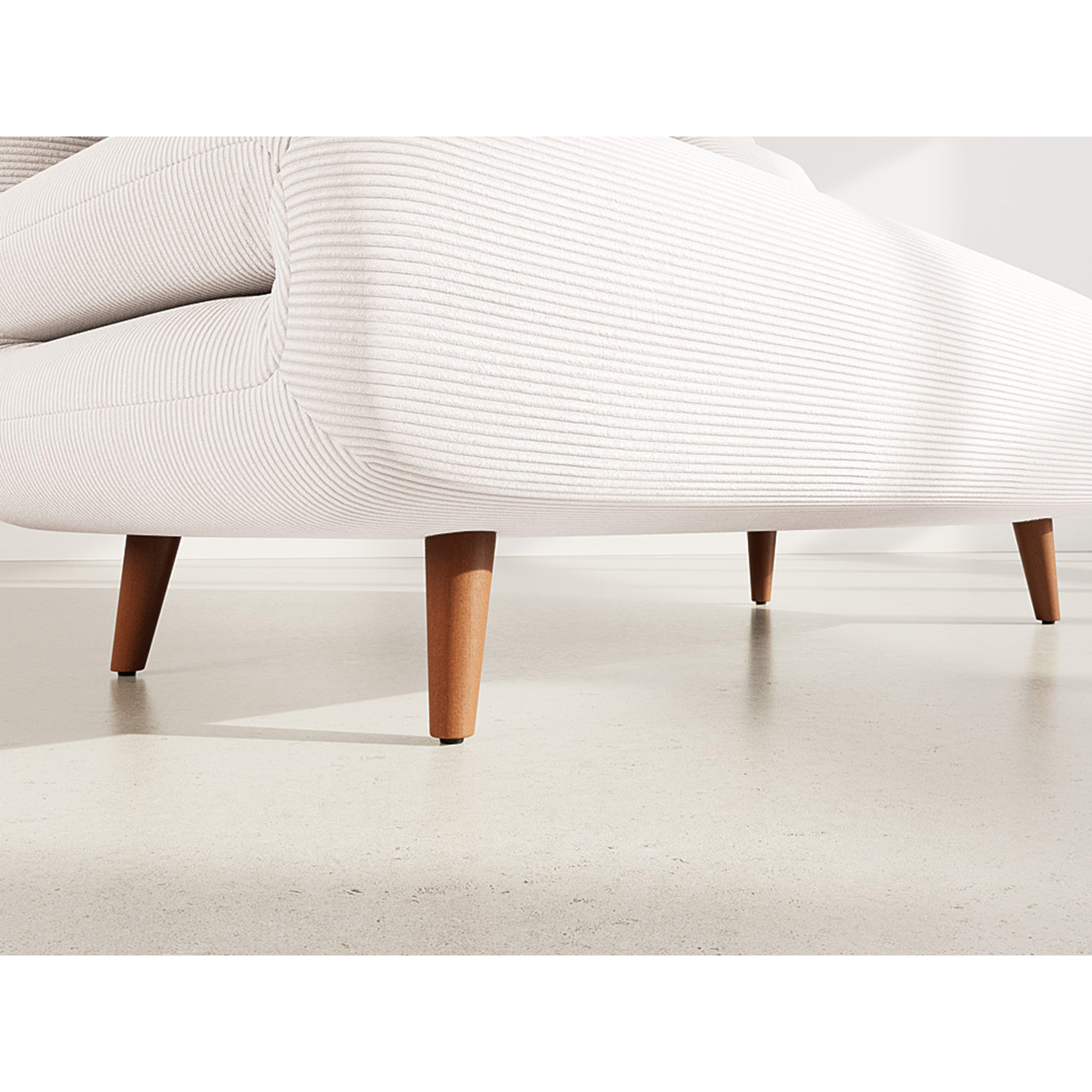 Lumi - Banquette convertible clic-clac 2 places en velours côtelé - Beige