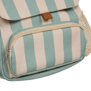 Sac à dos enfant Basco avec pochette isolante 6L rayé vert et beige