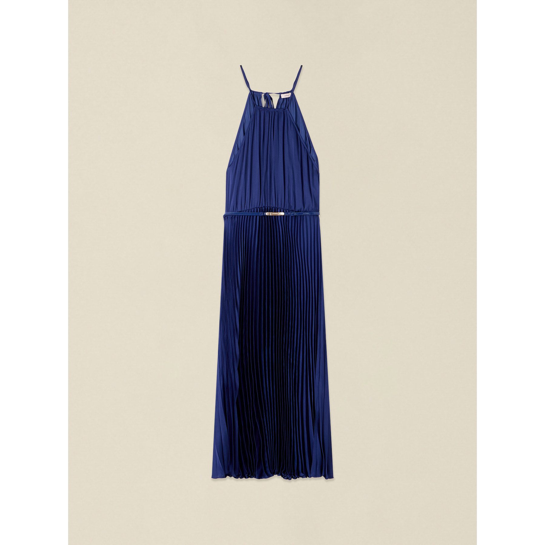 Oltre - Vestido midi de satén plisado - Azul