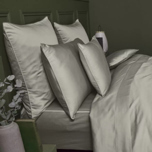 Drap plat satin de coton uni beige Ava uni taupe