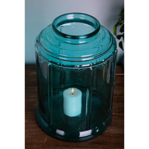 Vaso Porta Candela In Vetro. Altezza 36 Cm - Pezzi 1 - 26X36X26cm - Colore: Blu - Bianchi Dino - Decori Casa E Complementi