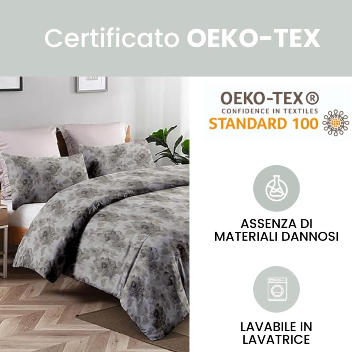 Set copripiumino singolo in cotone con sacco e federa, morbido e traspirante, leggero e resistente 118 g/m², ideale per uso quotidiano, certificato OEKO-TEX, facile da lavare, comfort naturale e praticità per la biancheria da letto