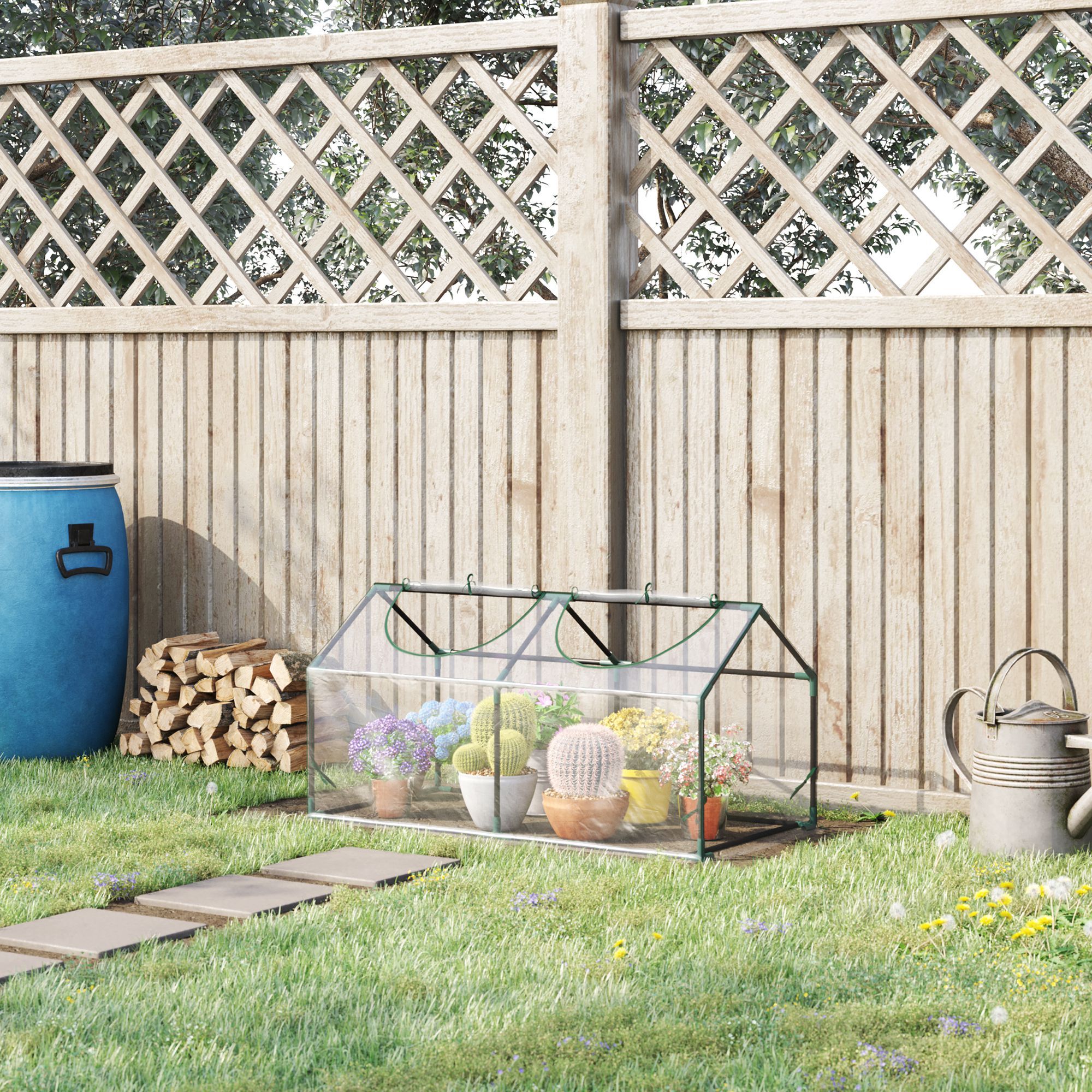 Mini serre de jardin serre à tomates 120 x 60 x 60 cm 2 fenêtres zippées enroulables acier thermolaqué PVC haute densité transparent