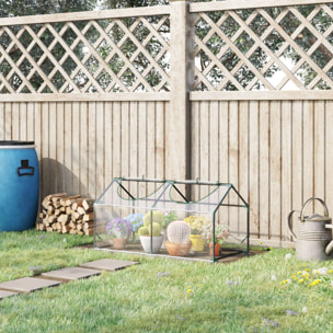 Mini serre de jardin serre à tomates 120 x 60 x 60 cm 2 fenêtres zippées enroulables acier thermolaqué PVC haute densité transparent