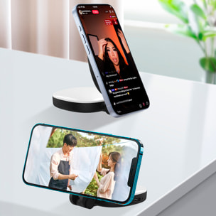 Lámpara de iluminación suplementaria para selfies con espejo, 3 tipos de luz, regulación de brillo y batería recargable.