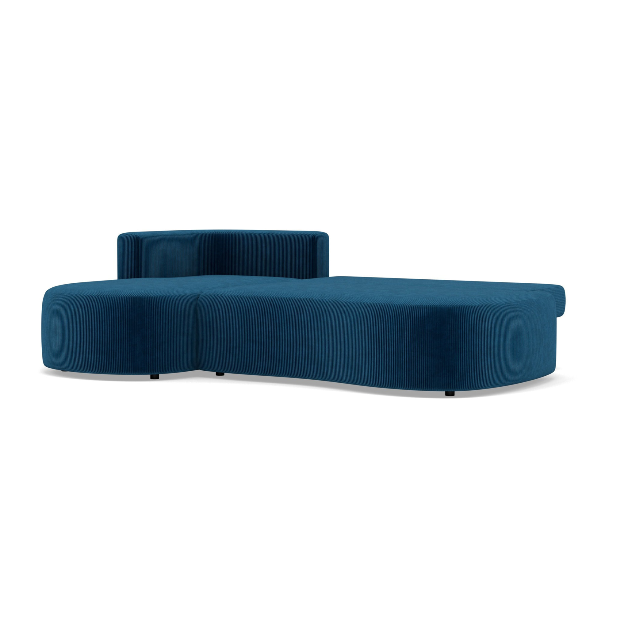 Mahina - canapé d'angle gauche 4 places convertible avec coffre en velours côtelé - Bleu