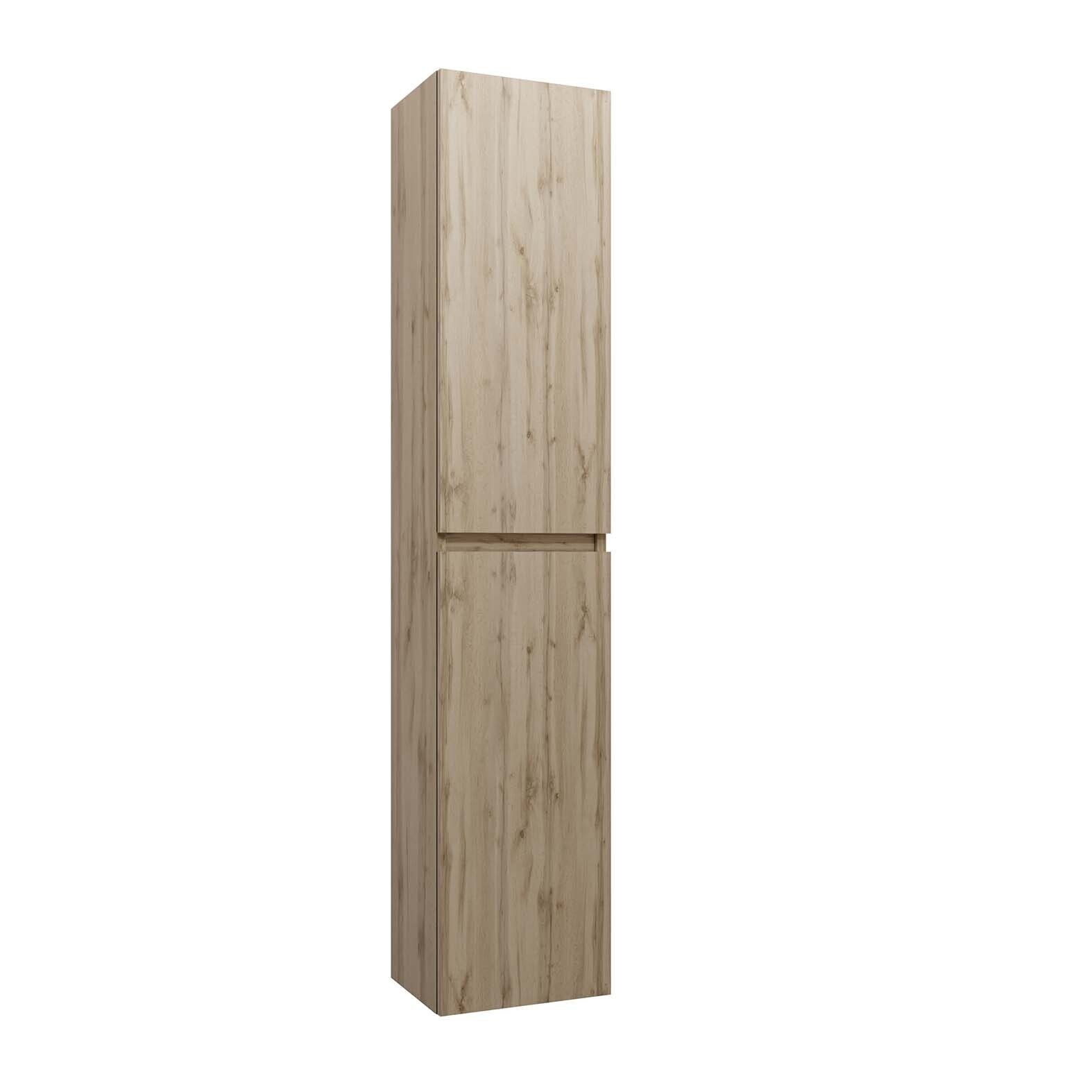 Meuble colonne pour salle de bains 2 portes finition chêne Naturel - 30x25x150 - TIMBER