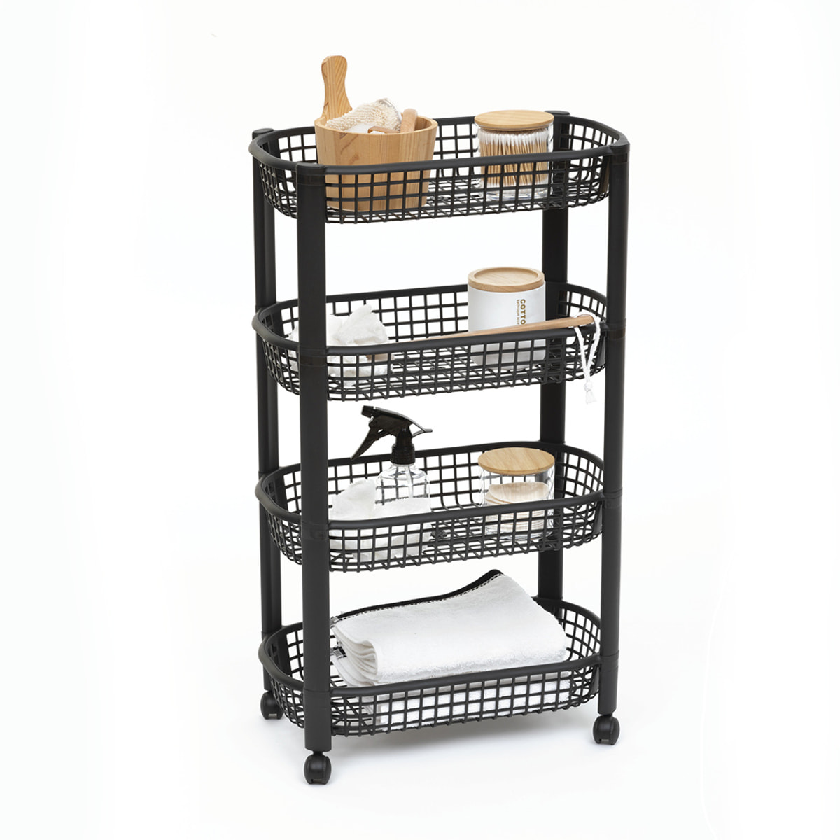 Desserte avec paniers 4 niveaux noir