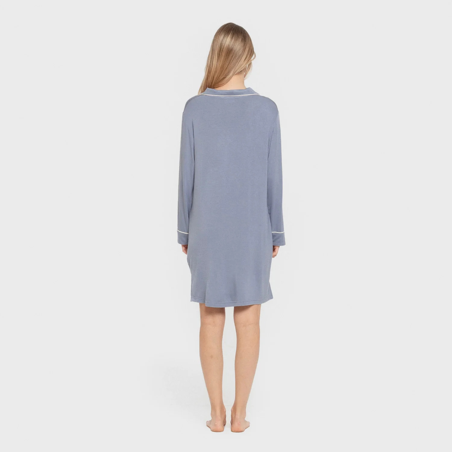 Camisón camisero viscosa punto mujer Azul Indigo