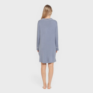 Camisón camisero viscosa punto mujer Azul Indigo