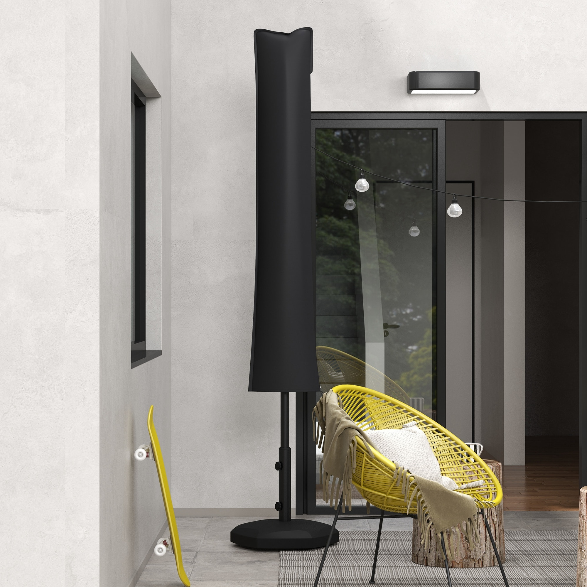 Funda para Sombrilla de Jardín Funda para Parasol Impermeable Tela Oxford 420D Cubierta de Parasol con Cremallera para Jardín Exterior 178x25/35 cm Negro