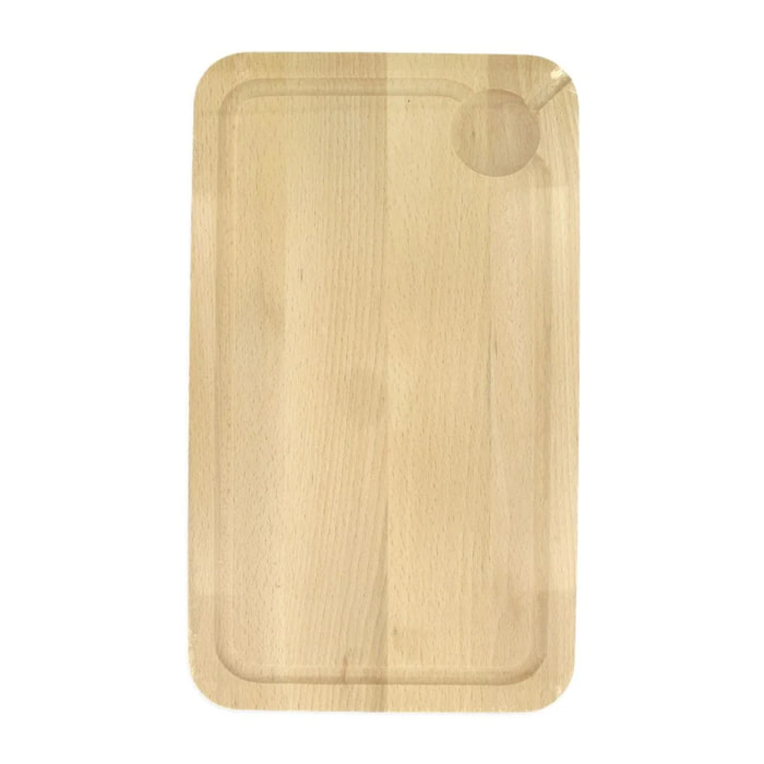 Planche à découper, hêtre avec rigolle et collecteur de sang 34 x 20 cm, par 2 FM Professional Gourmet édition