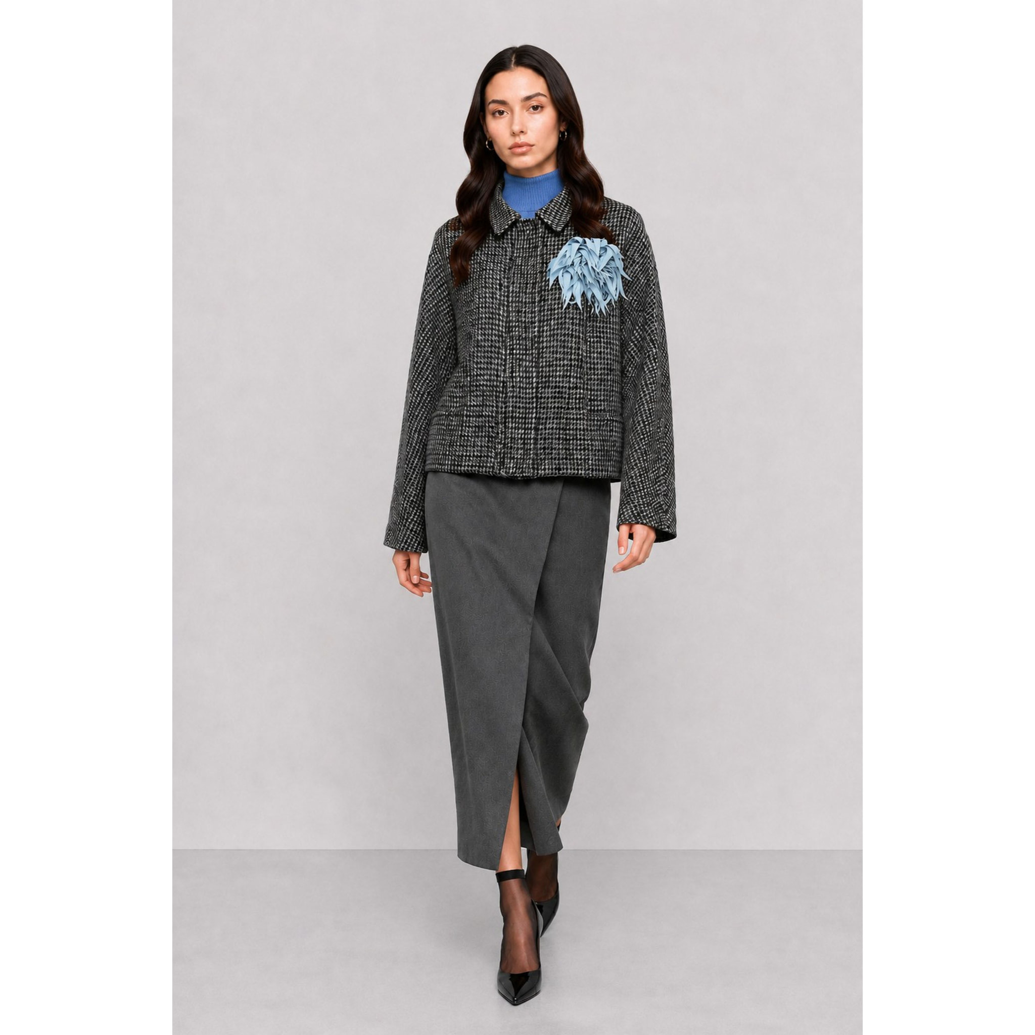 Kocca - Cappotto da donna pied de poule con applicazione floreale Donna