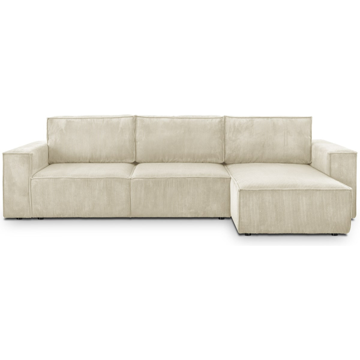 Canapé d'angle convertible 5 places en velours côtelé - HARPER