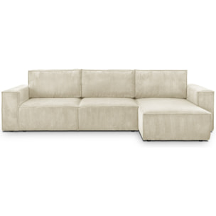Canapé d'angle convertible 5 places en velours côtelé - HARPER