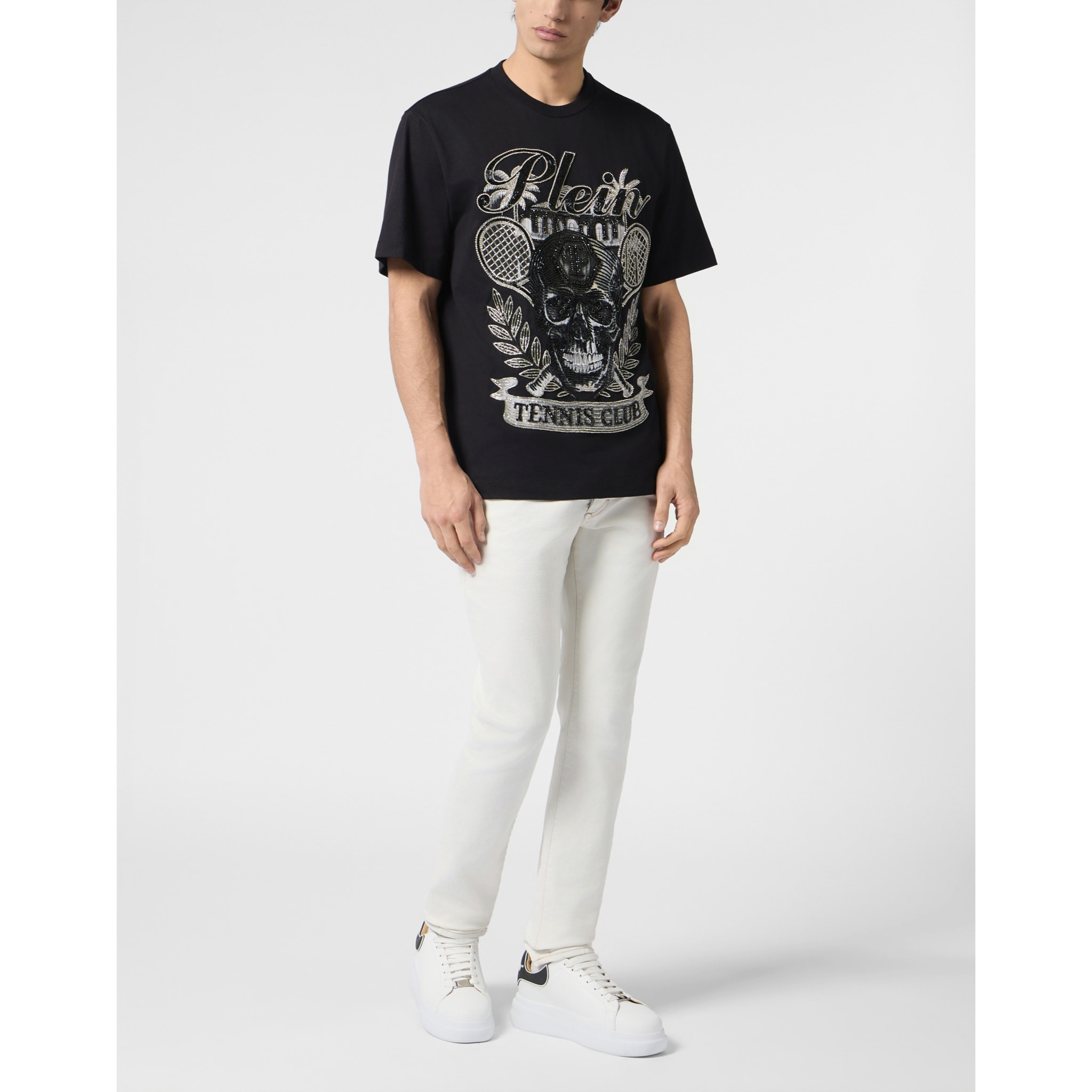 PHILIPP PLEIN Round Neck T-Shirt Skull Tennis