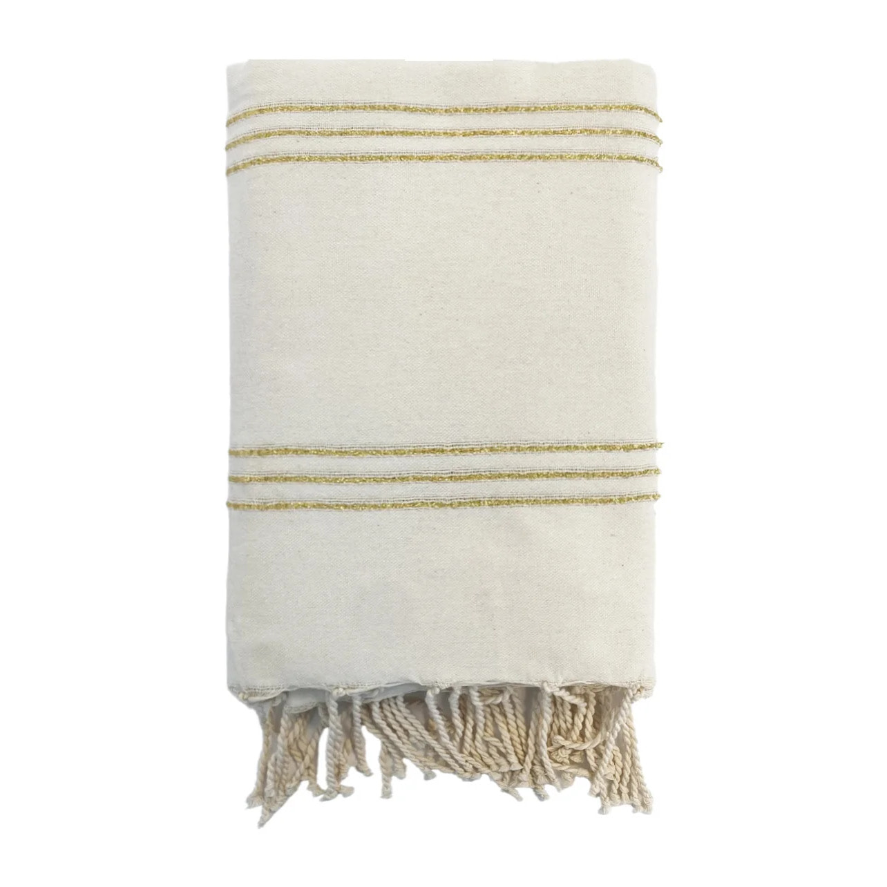 Fouta traditionnelle Isis Écru/Doré 100x200 190g/m²