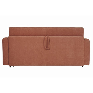 Canapé convertible 3 places en tissu effet velours terre brûlée avec matelas 13 cm LETTO