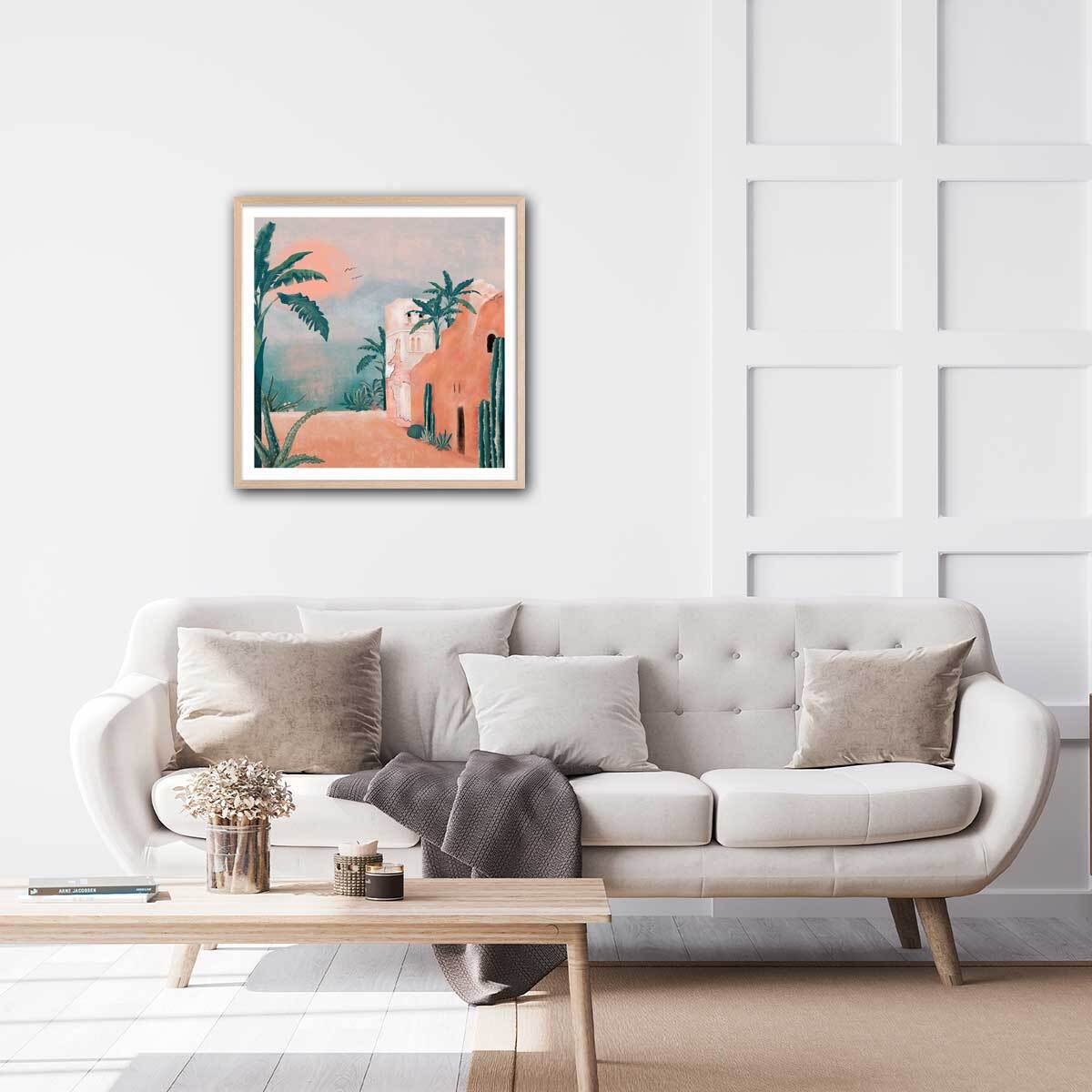 Affiche illustration ambiance la mamounia Affiche + cadre en bois - Chêne