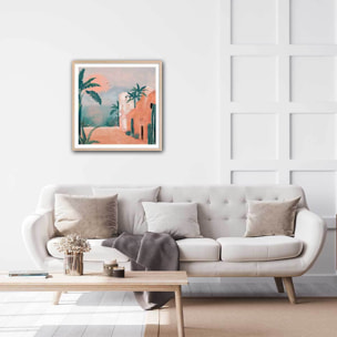 Affiche illustration ambiance la mamounia Affiche + cadre en bois - Chêne