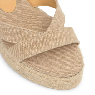 Sandalia cuña Bruna beige mujer 11cm