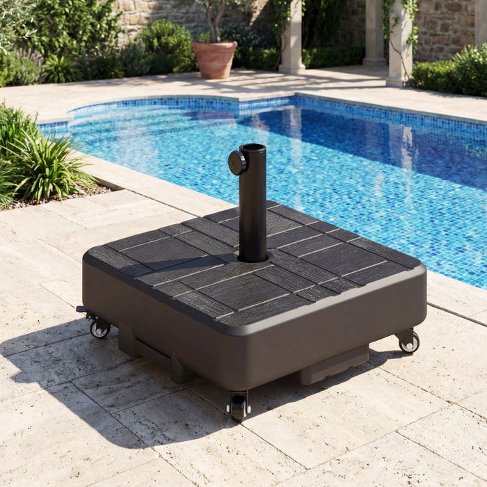 Pied de parasol mobile à lester 35 Kg - compatibilité mât dia. 38/48 mm - noir