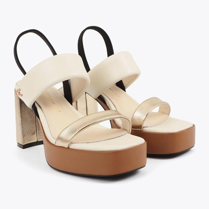 Sandalo con tacco e cinturini tricolore