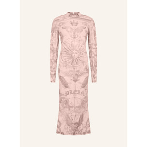 PHILIPP PLEIN Tulle Maxi Dress Open Back Butterfly Tattoo