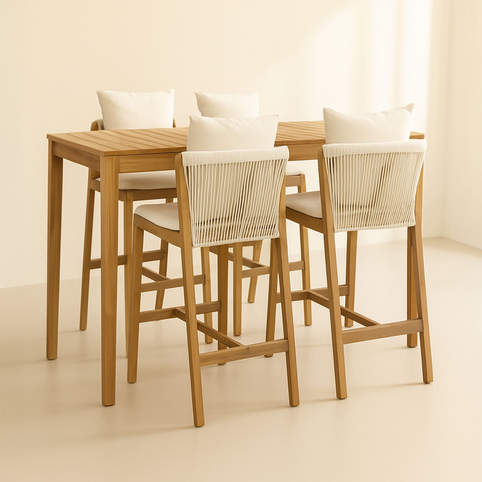 Ensemble de bar avec table haute et chaises en bois 4 places