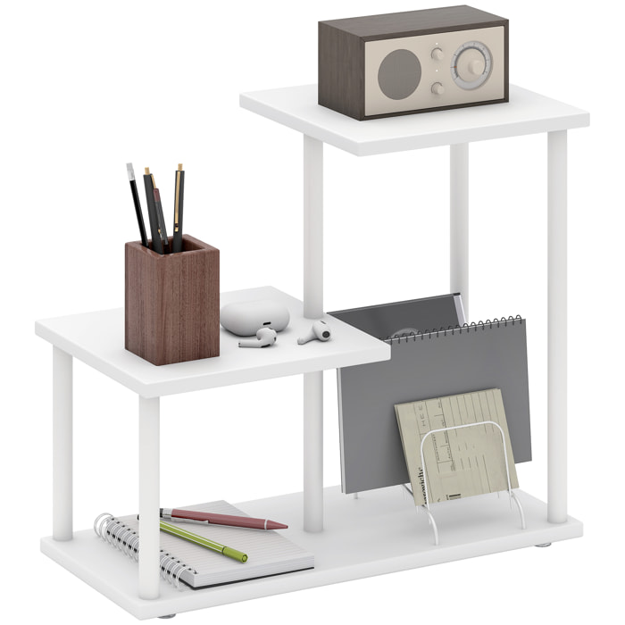 Estantería Efecto Madera Estantería Librería de 3 Niveles Estilo Moderna con Estructura de Metal Estante de Almacenamiento para Escritorio Oficina Cocina 40x20x34,5 cm Blanco
