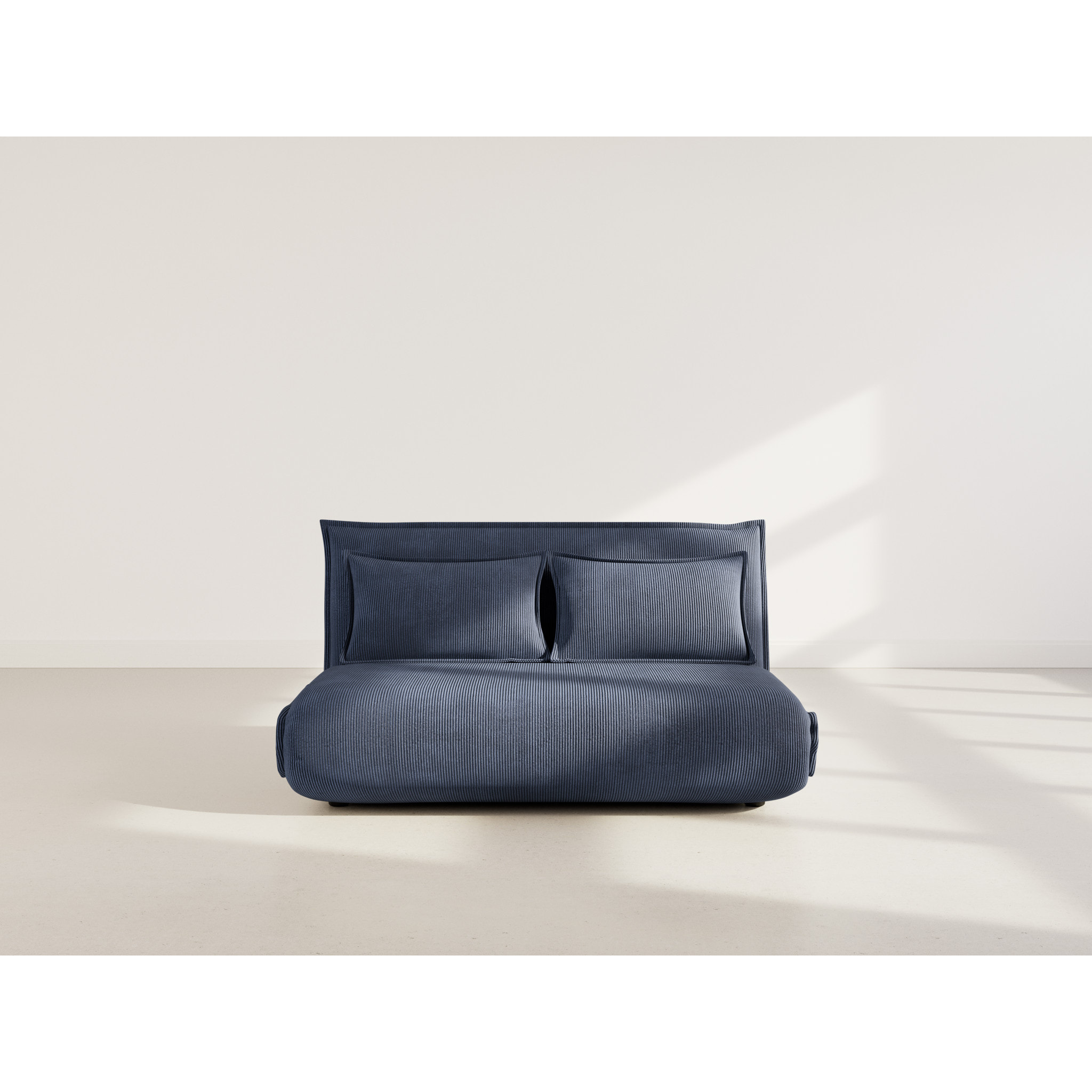 Candice - Banquette 2 places convertible clic-clac en velours côtelé - Bleu nuit
