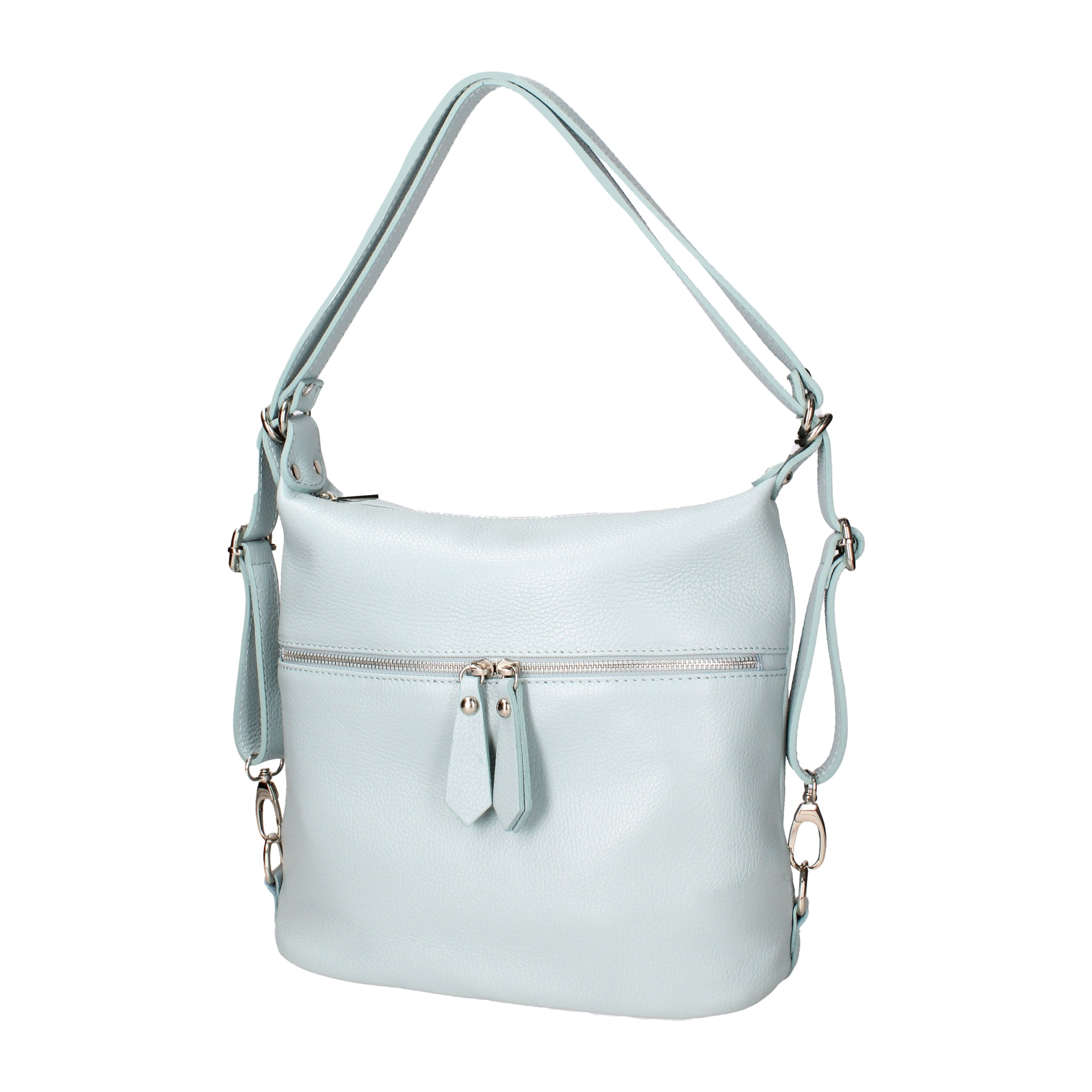 Borsa a spalla convertibile in zaino Bianca da donna In Vera pelle Made in Italy 30x26x9 cm