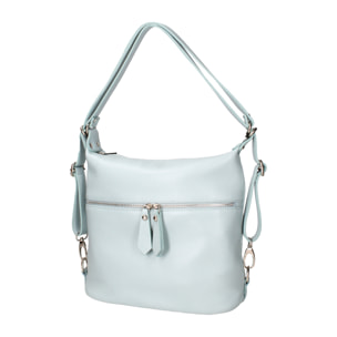 Borsa a spalla convertibile in zaino Bianca da donna In Vera pelle Made in Italy 30x26x9 cm