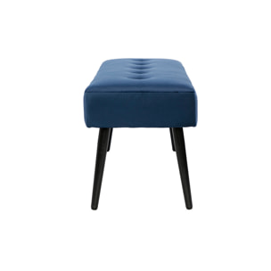 Banc design capitonné en tissu velours bleu nuit et métal noir L96 cm GUESTA