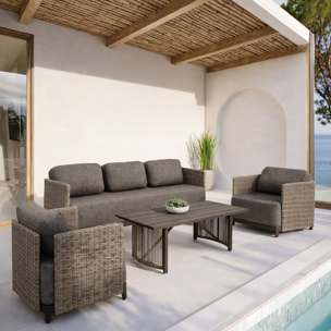Salon de jardin en aluminium et polywood moka 5 places MADRAGUE