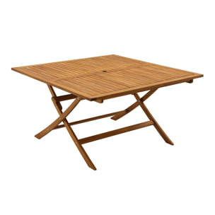 Table de jardin pliante carrée en bois massif L140 cm SANTIAGO