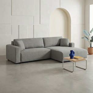 Canapé d'angle droit convertible 3 places tissu avec coffre WIDE